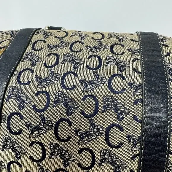 Celine Vintage Triomphe Blue Horse Macadam Boston Bag - Picture 9 of 11